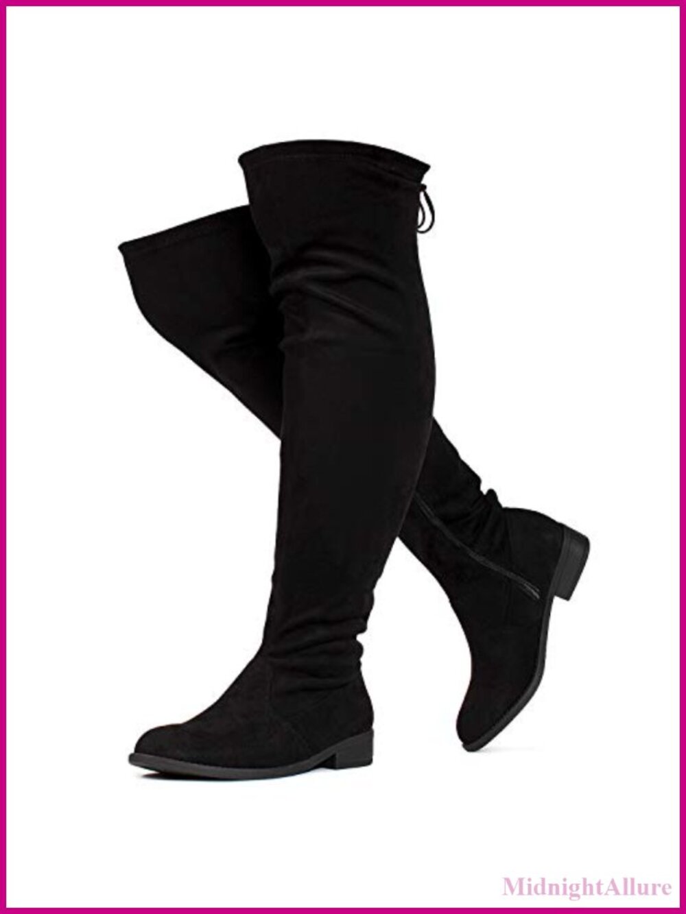 Stretchy Over The Knee Boots Wide Calf Low Heel Vegan